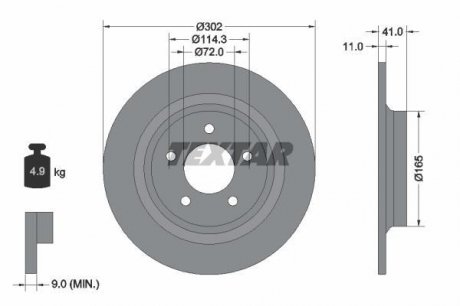 Гальмівний диск (задній) TEXTAR 92148200 (фото 1)