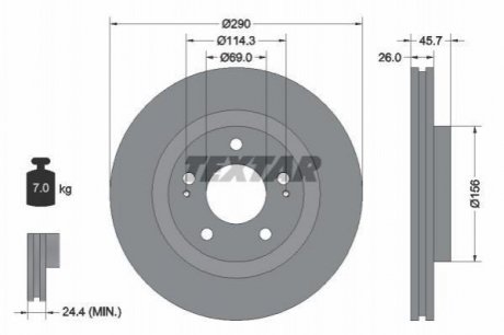Гальмівний диск (передній) TEXTAR 92148303 (фото 1)
