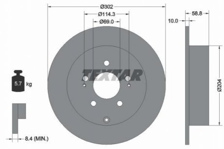 Гальмівний диск (задній) TEXTAR 92148403 (фото 1)
