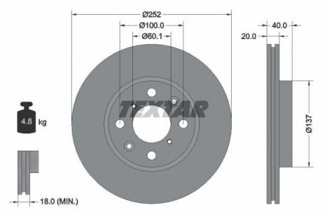 Гальмівний диск (передній) TEXTAR 92148903 (фото 1)