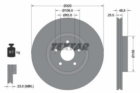 Гальмівний диск (передній) TEXTAR 92149105 (фото 1)