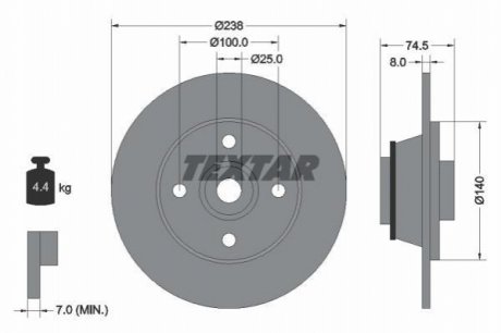 Тормозной диск с подшипником TEXTAR 92154103 (фото 1)