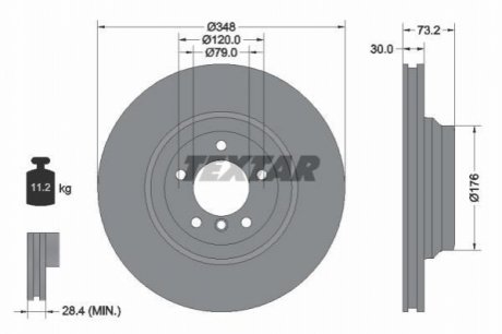 Гальмівний диск (передній) TEXTAR 92155305 (фото 1)