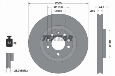 Гальмівний диск TEXTAR 92155403 (фото 1)