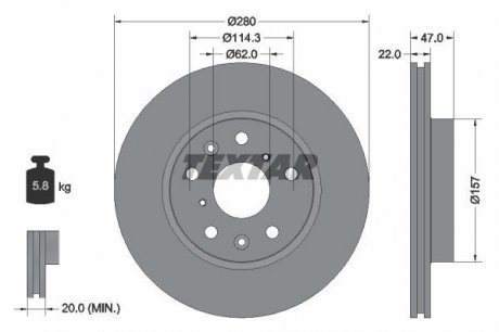 Гальмівний диск (передній) TEXTAR 92156600 (фото 1)