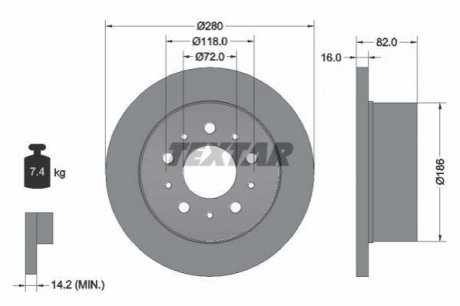 Гальмівний диск (задній) TEXTAR 92157403 (фото 1)