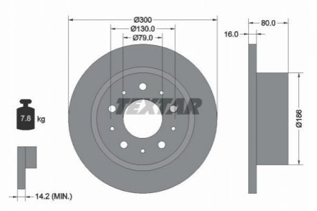 Гальмівний диск (задній) TEXTAR 92157600 (фото 1)