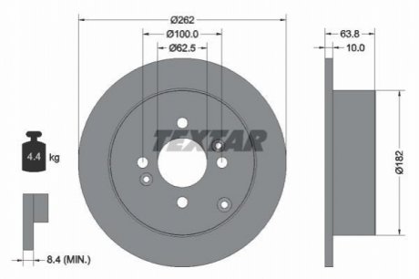 Гальмівний диск (задній) TEXTAR 92161303 (фото 1)