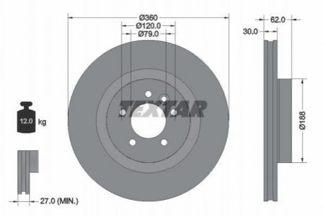 Гальмівний диск TEXTAR 92162000 (фото 1)