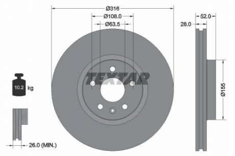 Гальмівний диск TEXTAR 92162300 (фото 1)