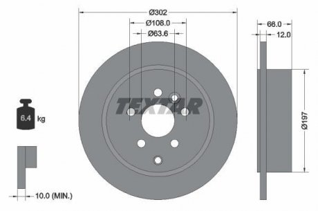 Гальмівний диск TEXTAR 92162703 (фото 1)