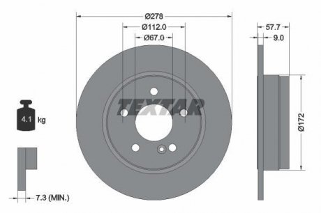 Гальмівний диск (задній) TEXTAR 92163103 (фото 1)