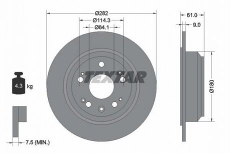 Тормозной диск (задний) TEXTAR 92165803 (фото 1)