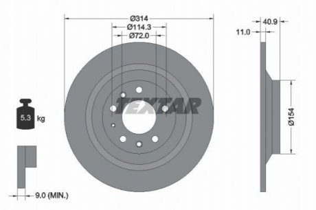 Тормозной диск (задний) TEXTAR 92166400 (фото 1)