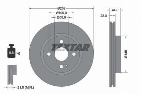 Гальмівний диск TEXTAR 92166803 (фото 1)