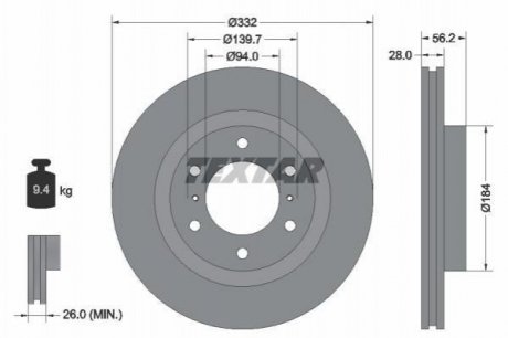 Тормозной диск (передний) TEXTAR 92167203 (фото 1)