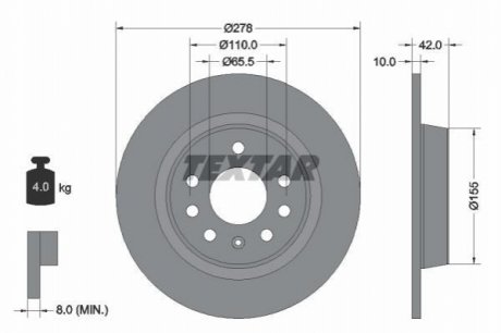 Гальмівний диск TEXTAR 92167603 (фото 1)