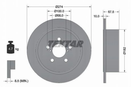 Гальмівний диск (задній) TEXTAR 92167800 (фото 1)