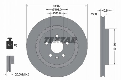 Тормозной диск (задний) TEXTAR 92168305 (фото 1)