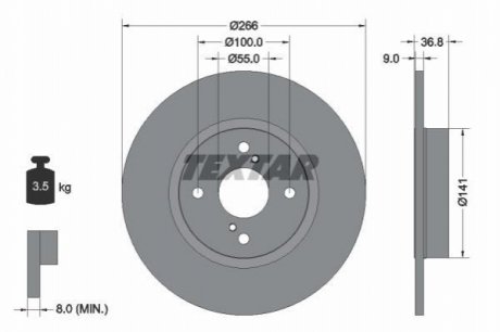 Гальмівний диск (задній) TEXTAR 92169203 (фото 1)