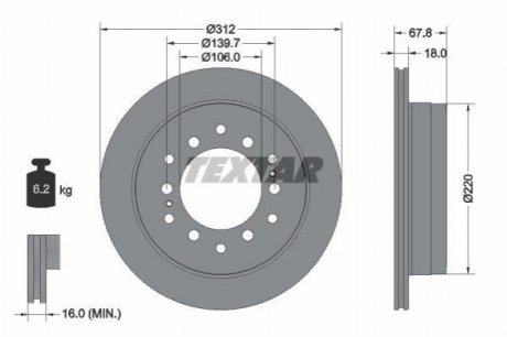 Гальмівний диск (задній) TEXTAR 92170103 (фото 1)