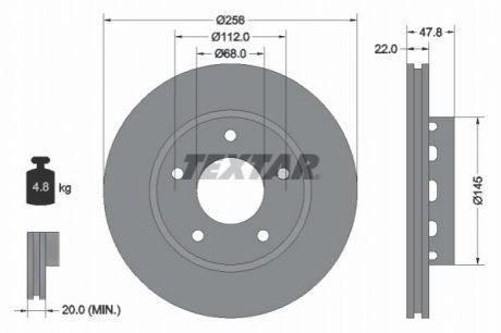 Гальмівний диск (задній) TEXTAR 92174205 (фото 1)