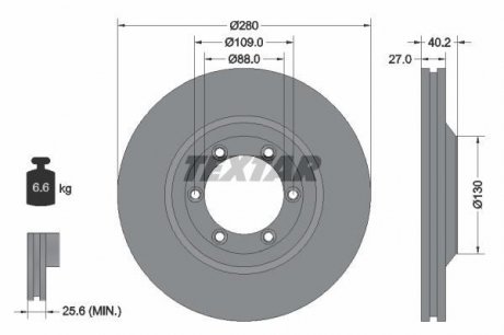 Гальмівний диск (передній) TEXTAR 92174803 (фото 1)