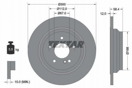 Гальмівний диск (задній) TEXTAR 92176503 (фото 1)