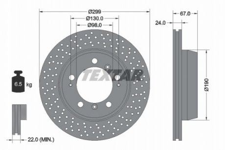 Гальмівний диск (задній) TEXTAR 92176705 (фото 1)