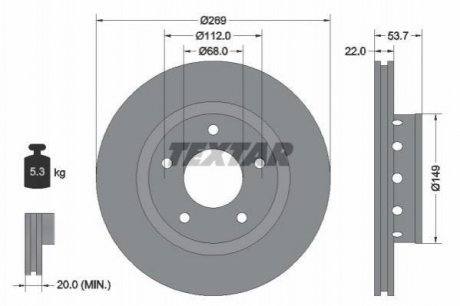 Гальмівний диск (задній) TEXTAR 92176803 (фото 1)