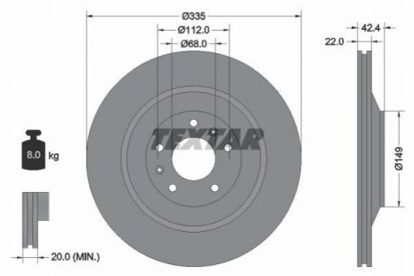 Гальмівний диск (задній) TEXTAR 92177005 (фото 1)