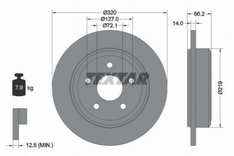 Гальмівний диск (задній) TEXTAR 92177403 (фото 1)