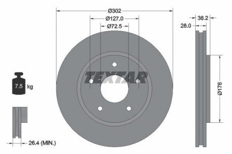 Тормозной диск (передний) TEXTAR 92181503 (фото 1)