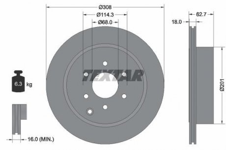 Тормозной диск TEXTAR 92181603 (фото 1)