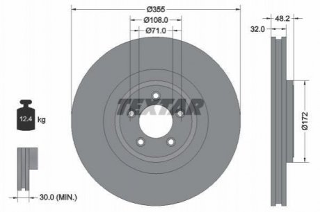 Гальмівний диск (передній) TEXTAR 92186305 (фото 1)