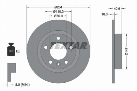 Гальмівний диск (задній) TEXTAR 92186403 (фото 1)