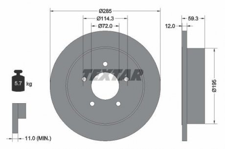 Гальмівний диск TEXTAR 92194003 (фото 1)