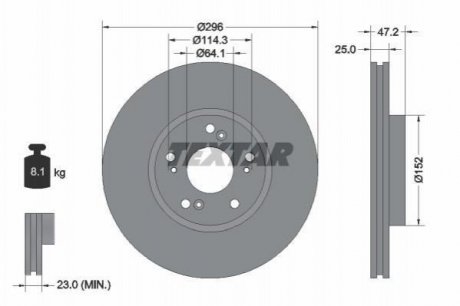 Гальмівний диск (передній) TEXTAR 92195000 (фото 1)