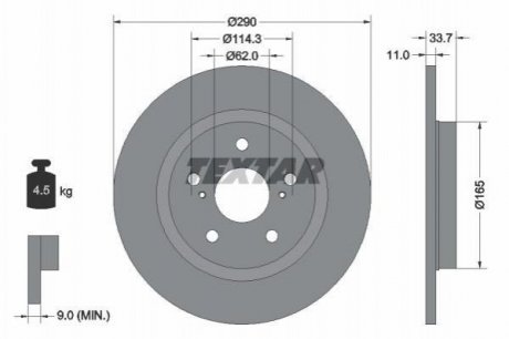 Гальмівний диск (задній) TEXTAR 92195200 (фото 1)