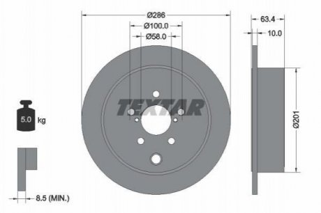 Гальмівний диск (задній) TEXTAR 92200000 (фото 1)