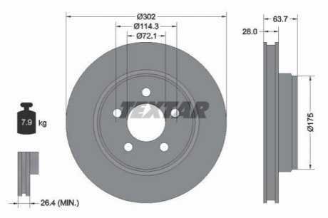 Гальмівний диск TEXTAR 92203303 (фото 1)