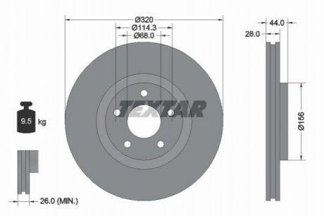 Тормозной диск (передний) TEXTAR 92222003 (фото 1)