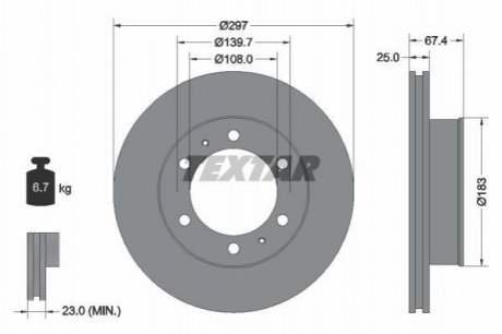 Гальмівний диск (передній) TEXTAR 92222600 (фото 1)