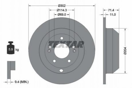 Гальмівний диск (задній) TEXTAR 92223403 (фото 1)