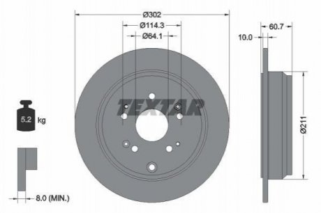 Гальмівний диск (задній) TEXTAR 92227203 (фото 1)