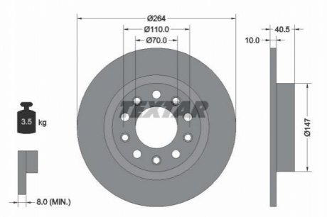 Гальмівний диск (задній) TEXTAR 92230203 (фото 1)