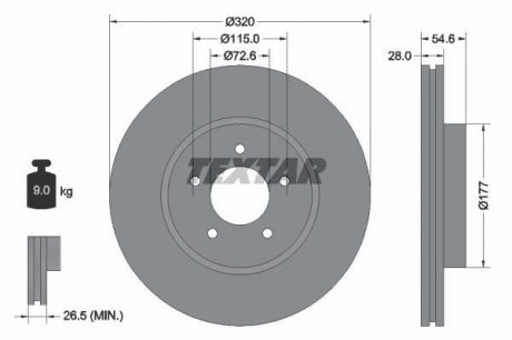 Тормозной диск TEXTAR 92235403 (фото 1)