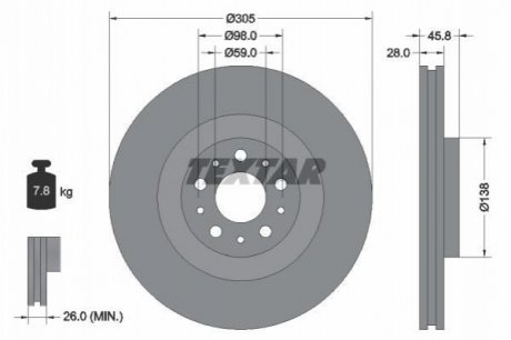 Гальмівний диск (передній) TEXTAR 92237603 (фото 1)