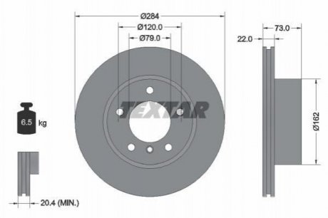 Тормозной диск (передний) TEXTAR 92238403 (фото 1)