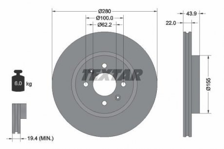 Гальмівний диск TEXTAR 92239303 (фото 1)